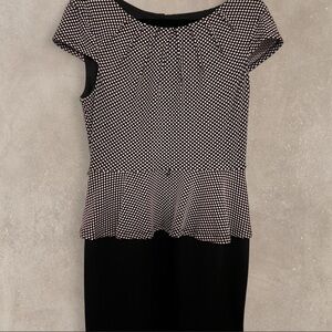 Peplum Black and White Polka Dot Dress